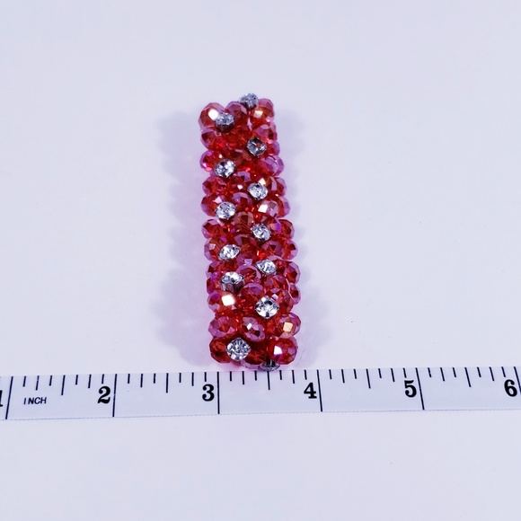Red and Rhinestone Beaded Sparkly Bracelet - Picture 3 of 4